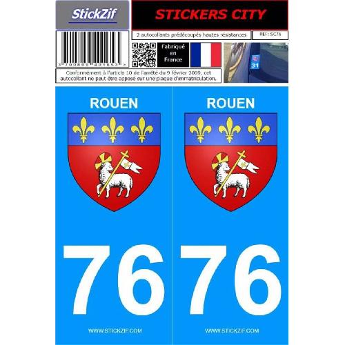 Stickers Plaques Immatriculation 2 autocollants City 76