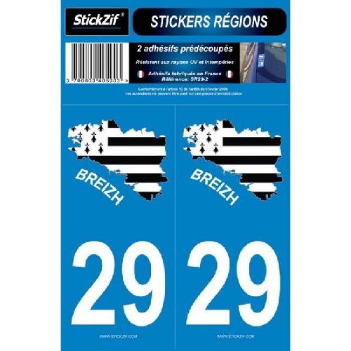 Stickers Plaques Immatriculation 2 Autocollants Departement 29 Carte Bretagne SR29-2