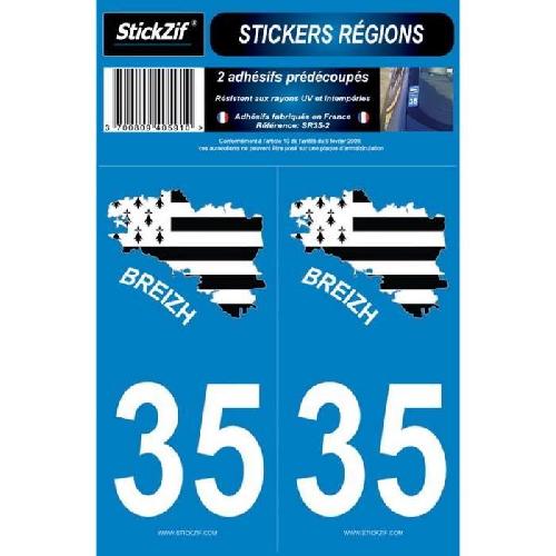 Stickers Plaques Immatriculation 2 Autocollants Departement 35 Carte Bretagne SR35-2