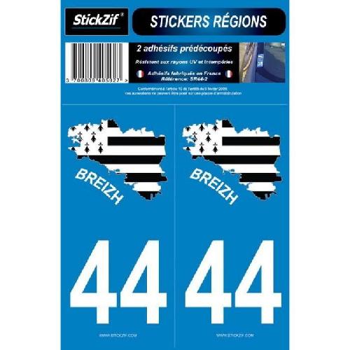 Stickers Plaques Immatriculation 2 Autocollants Departement 44 Carte Bretagne SR44-2