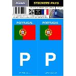 Stickers Plaques Immatriculation 2 autocollants Pays drapeau PORTUGAL