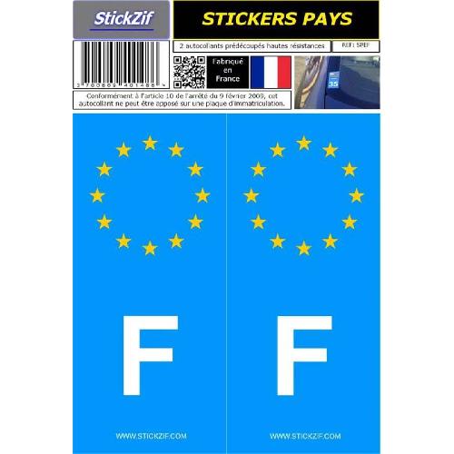 Stickers Plaques Immatriculation 2 autocollants Pays Europe FRANCE
