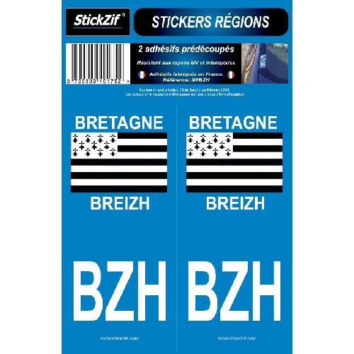 Stickers Plaques Immatriculation 2 autocollants Region Bretagne