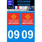 Stickers Plaques Immatriculation 2 autocollants Region Departement 09