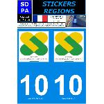 Stickers Plaques Immatriculation 2 autocollants Region Departement 10