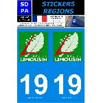 Stickers Plaques Immatriculation 2 autocollants Region Departement 19