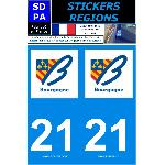 Stickers Plaques Immatriculation 2 autocollants Region Departement 21 SR21