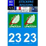 Stickers Plaques Immatriculation 2 autocollants Region Departement 23