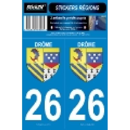 Stickers Plaques Immatriculation 2 autocollants Region Departement 26 SR26-1