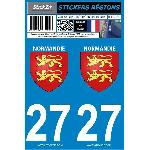 Stickers Plaques Immatriculation 2 autocollants Region Departement 27 -nouvelle version-