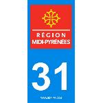 Stickers Plaques Immatriculation 2 autocollants Region Departement 31