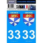 Stickers Plaques Immatriculation 2 autocollants Region Departement 33 version 2