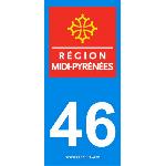 Stickers Plaques Immatriculation 2 autocollants Region Departement 46