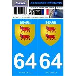 Stickers Plaques Immatriculation 2 autocollants Region Departement 64 version Bearn