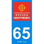 Stickers Plaques Immatriculation 2 autocollants Region Departement 65