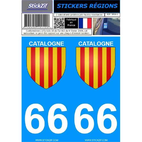 Stickers Plaques Immatriculation 2 autocollants Region Departement 66 version 2
