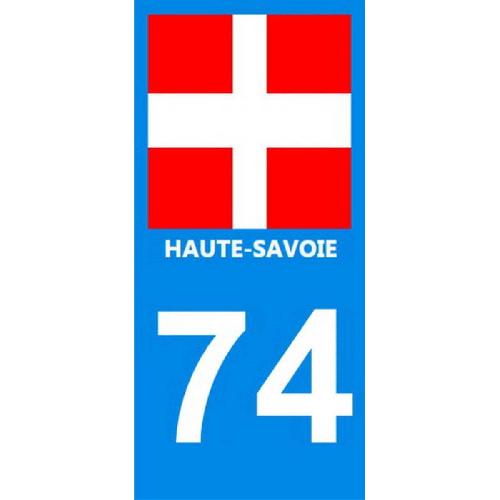 Stickers Plaques Immatriculation 2 autocollants Region Departement 74 version 2