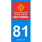 Stickers Plaques Immatriculation 2 autocollants Region Departement 81