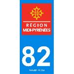 Stickers Plaques Immatriculation 2 autocollants Region Departement 82