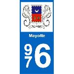 Stickers Plaques Immatriculation 2 autocollants Region Departement 976
