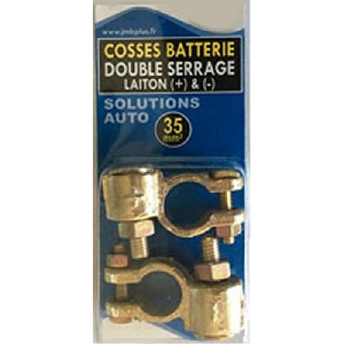 Cosses - Fils 2 cosses batterie laiton plus et moins - Double serrage - 35mm2