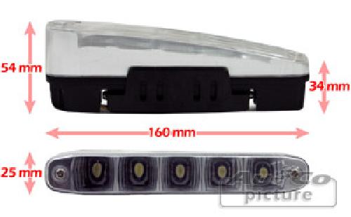 Phares - Feux - Repetiteur Lateral - Clignotants - Centrale Clignotante -  Bloc Feu Arriere - Optique De Phare - Eclairage De Pl 2 Feux Diurnes - 5 LEDs - 160x25x54mm - AuCo