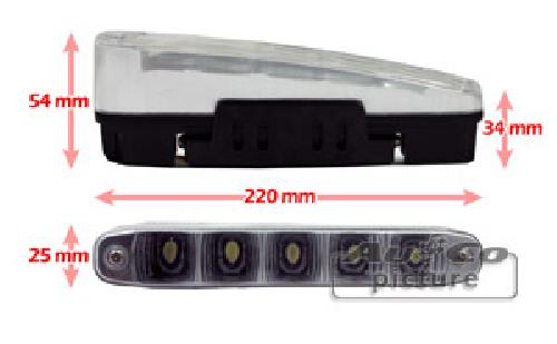 2 Feux Diurnes - 5 LEDs - 220x25x54mm - AuCo