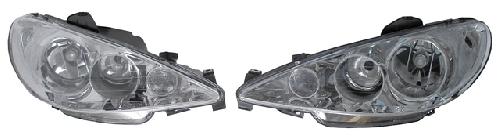Phares - Feux - Repetiteur Lateral - Clignotants - Centrale Clignotante -  Bloc Feu Arriere - Optique De Phare - Eclairage De Pl 2 Phares compatible avec Peugeot 206 avec projecteur - Chrome