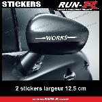 2 sticker MINI WORKS compatible avec retroviseurs - 12 cm - BLANC - Run-R