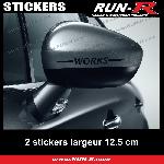 2 sticker MINI WORKS compatible avec retroviseurs - 12 cm - NOIR - Run-R