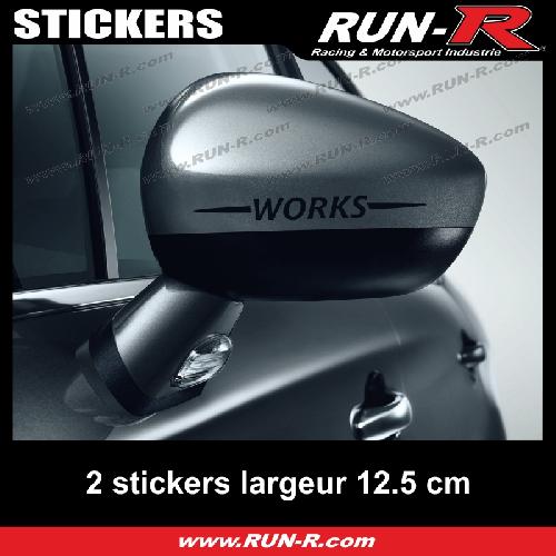 2 sticker MINI WORKS compatible avec retroviseurs - 12 cm - NOIR - Run-R