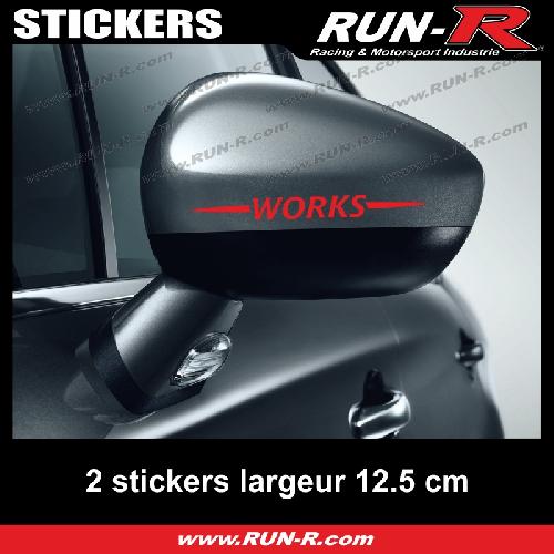 2 sticker MINI WORKS compatible avec retroviseurs - 12 cm - ROUGE - Run-R