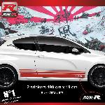 Stickers Monocouleurs 2 stickers bas de caisse 000AR 199x19cm bandes rouges