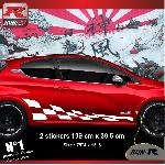 Stickers Monocouleurs 2 stickers bas de caisse 00GB 199x39.5cm grand damier Blanc