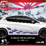 Stickers Monocouleurs 2 stickers bas de caisse 00GM 199x39.5cm grand damier Marine