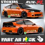 2 stickers bas de caisse JDM 100 cm blanc FAST AS FCK compatible avec Honda Nissan Toyota Subaru Mazda - Run-R