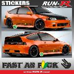 2 stickers bas de caisse JDM 100 cm noir FAST AS FCK compatible avec Honda Nissan Toyota Subaru Mazda - Run-R