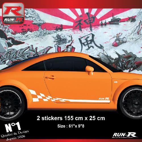 Adhesifs Audi 2 stickers bas de caisse style GT3RS compatible avec Audi TT MK1 - Blanc - Run-R
