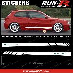 Adhesifs Alfa Romeo 2 stickers compatible avec ALFA ROMEO 140 cm - BLANC lettres VERTES - Run-R