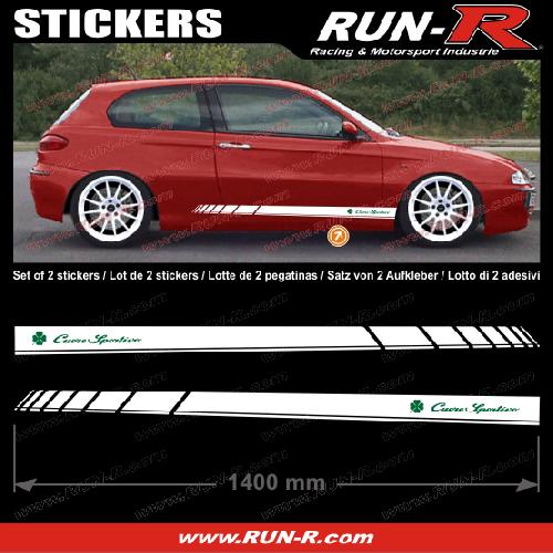 Adhesifs Alfa Romeo 2 stickers compatible avec ALFA ROMEO 140 cm - BLANC lettres VERTES - Run-R