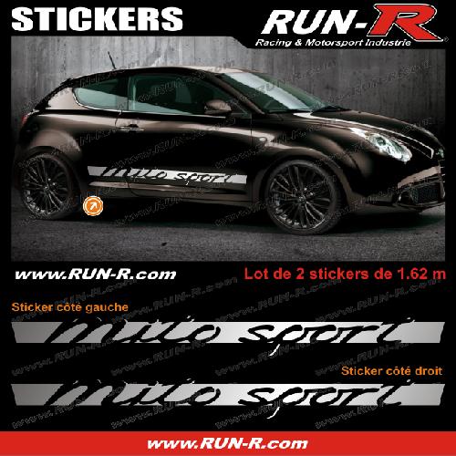 2 stickers compatible avec Alfa Romeo Mito Sport 162 cm - ARGENT - Run-R