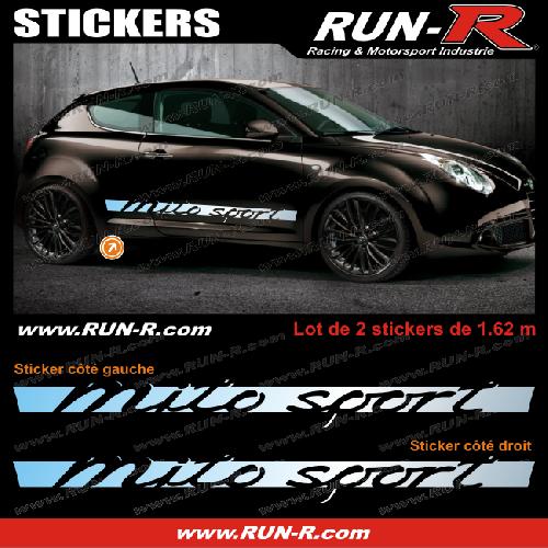 2 stickers compatible avec Alfa Romeo Mito Sport 162 cm - CHROME - Run-R