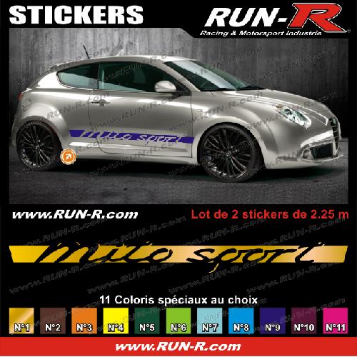 2 stickers compatible avec Alfa Romeo Mito Sport 162 cm - DIVERS COLORIS - Run-R