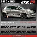 2 stickers compatible avec Alfa Romeo Mito Sport 162 cm - NOIR - Run-R