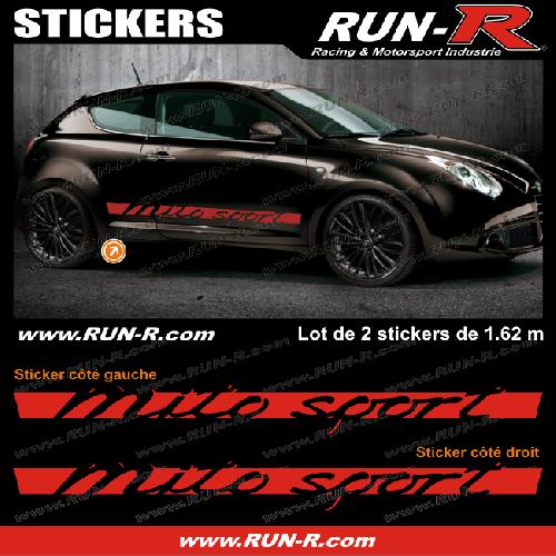 2 stickers compatible avec Alfa Romeo Mito Sport 162 cm - ROUGE - Run-R