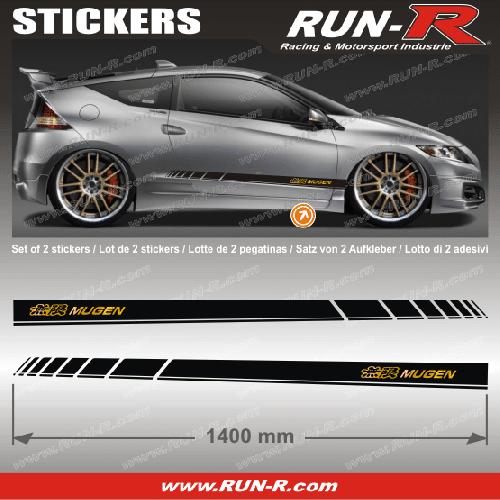 2 stickers compatible avec HONDA MUGEN 140 cm - NOIR lettres DOREES - Run-R