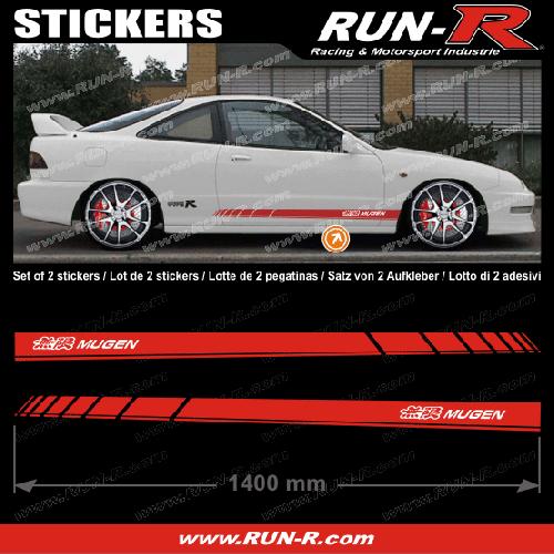 2 stickers compatible avec HONDA MUGEN 140 cm - ROUGE lettres BLANCHES - Run-R