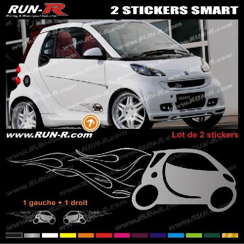 Adhesifs Smart 2 stickers compatible avec SMART 27 cm - ARGENT - Run-R