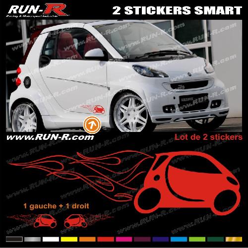 Adhesifs Smart 2 stickers compatible avec SMART 27 cm - ROUGE - Run-R