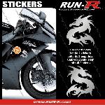 Stickers Motos 2 stickers DRAGON 10 cm - ARGENT - Run-R